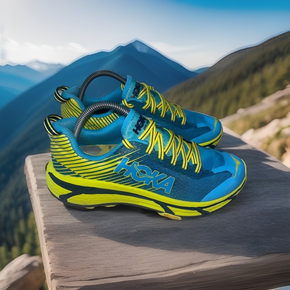 HOKA One‎ One Evo Mafate Trail Blue Yellow Women's Size 9 Vibram 1091576 CCTRS - Picture 3 of 16